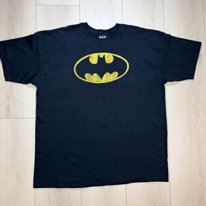 Batman Logo T Shirt Mens 3XL Black DC Comics Yellow Graphic Tee Superhero 2017